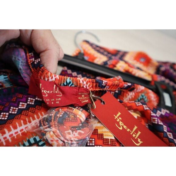 Tigerlily Women's Sz 6 Multicolor Strapless Zehra Playsuit Romper - Picture 6 of 12